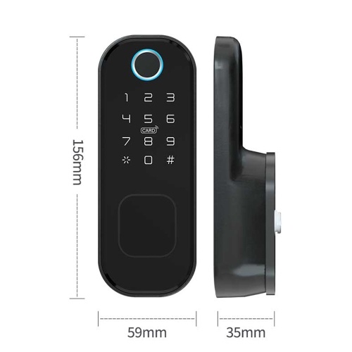 

Tuya WiFi No Wiring Waterproof Fingerprint Lock Digital Code Electronic Door Lock For Home Security BT Unlock Compatible with Google Home Amazon Alexa (Not Include Battery and USB Cable)