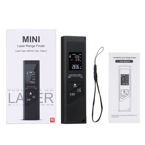 

40M Handheld Rangefinder Aluminium Alloy Digital Mini Distance Measuring Meter Portable USB Charging Electronic Space Measurement Device for Area Volume Distances