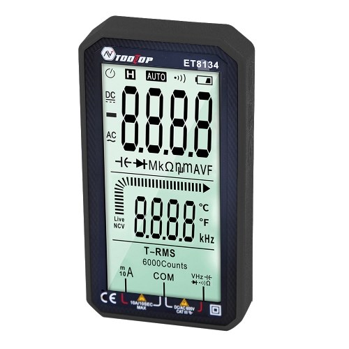 TOOLTOP ET8134 Portable 4.7 Inch LCD Screen Multimeter Direct Current Voltage Current AC Voltage Current Measurement Capacitance Resistance Measuring Multifunction Multimeter Backlight Function 
