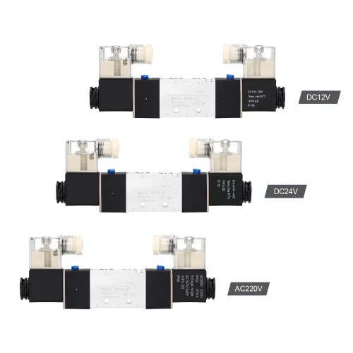 

KKmoon Pneumatic Air Control Solenoid Valve AC 220V PT1/4'' Double Coil Pilot-Operated Electric 5 Way 2 Position Connection Type