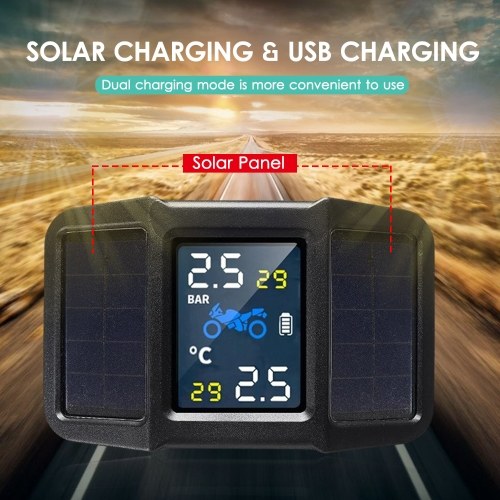 

KKmoon Motorcycle Tire Pressure Monitor Solar & USB Dual Power Supply