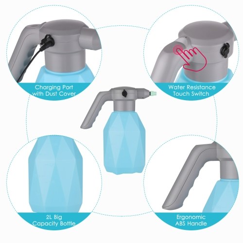 

KKmoon USB Electric Watering Can Gardening Plant Flower Watering Sprayer 2.0L Touch Control Rechargeable Watering Spray Bottle Plant Mist Sprayer