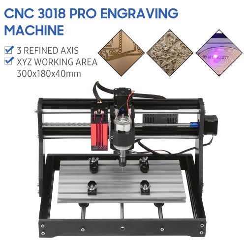 

CNC 3018 Pro Router Kit GRBL Control 3 Axis with with Offline Controller 30W Laser Module Plastic Acrylic PCB PVC Wood Carving Milling Engraving Machine Engraver XYZ Working Area 300x180x40mm