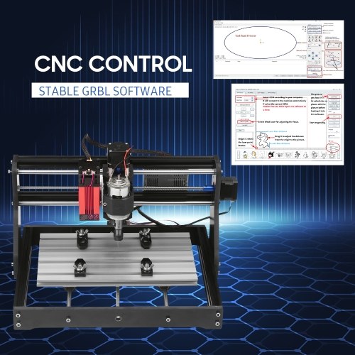 

CNC 3018 Pro Router Kit GRBL Control 3 Axis with with Offline Controller 40W Laser Module Plastic Acrylic PCB PVC Wood Carving Milling Engraving Machine Engraver XYZ Working Area 300x180x40mm