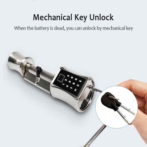 

Smart Lock Cylinder Electronic Keypad Door Lock 3 Unlocking Ways Fingerprint/ Password/ Mechanical Key Upgraded Anti-theft Intelligent Lock Cylinder for European Style Security Door Wooden Doors 70mm