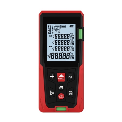 

2.0-inch LCD Digital Laser Distance Meter Diastimeter Portable Handheld Range Finder Distance Measurement Gauge 99 Group of Data Storage Distance Area Volume Measurement Self-calibration Level Bubble for House Decoration Construction and Industries