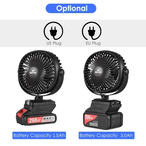 Mini Portable Lithium Electric Fan Outdoor Camping Fan Low Noise 360°Rotatable 2 Speed Levels 3.0Ah Battery 