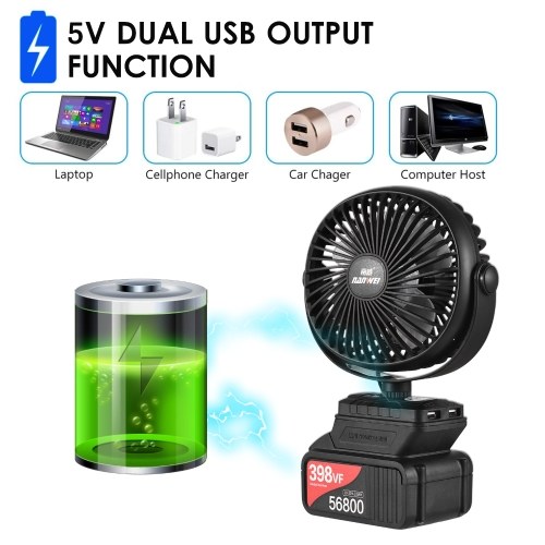 Mini Portable Lithium Electric Fan Outdoor Camping Fan Low Noise 360°Rotatable 2 Speed Levels 3.0Ah Battery 
