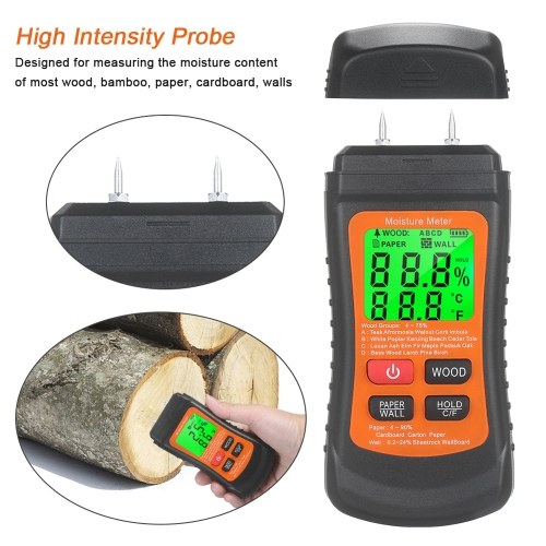 

3in1 Multifunctional Digital Wood Moisture Meter Wall Cardboard Timber Humidity Tester Moisture Content Detector ℃ and ℉ Switchable