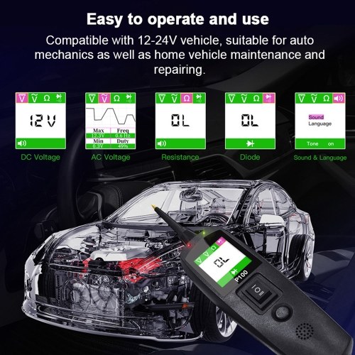 Automotive Circuit Tester Power Circuit Probe Kit Car Voltage/Resistant Tester Diagnostic Tool 10M Cable 
