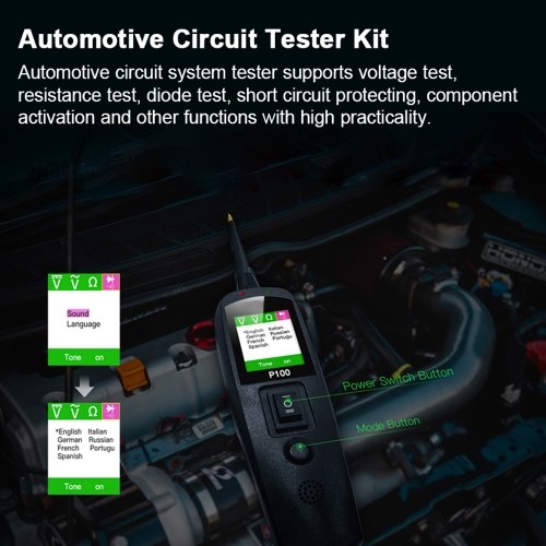 Automotive Circuit Tester Power Circuit Probe Kit Car Voltage/Resistant Tester Diagnostic Tool 10M Cable