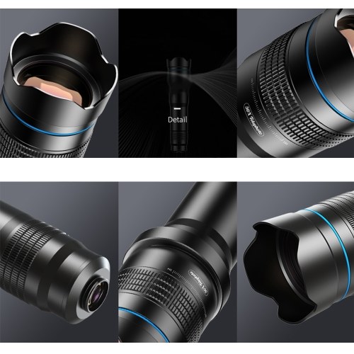 Portable Universal Clip-on Type External Telephoto Lens 36X Optical Magnification Mobilephone Lens Multifunctional Auxiliary Tool for Daily Photography 