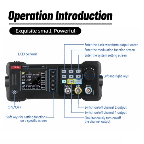 Dual-channel Function Arbitrary Waveform Generator 200MSa/S Sampling Rate 8k Storage Depth Signal Source with 2.4-inch TFT LCD Digital Screen 60M