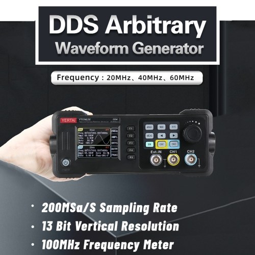 Dual-channel Function Arbitrary Waveform Generator 200MSa/S Sampling Rate 8k Storage Depth Signal Source with 2.4-inch TFT LCD Digital Screen 60M
