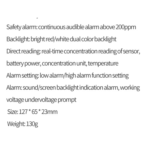 Handheld Carbon Monoxide Detector Portable Carbonic Oxide Concentration Testing Meter with Temperature Test and Sound Light Alarm Function 
