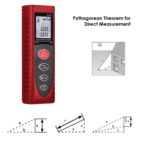

KKmoon Mini Handheld 40m/131ft 60m/192ft Digital Laser Distance Meter Range Finder Diastimeter Distance Area Volume Measurement