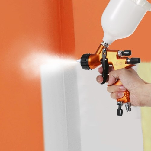 High Volume Low Pressure  Gravity Feed Sprayer 1.3mm Nozzle Highly Atomized Paint Spray Tool Mini Air Paint Sprayer with 600ml Cup for Car Furniture Body Repair Painting Orange 