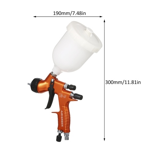 High Volume Low Pressure  Gravity Feed Sprayer 1.3mm Nozzle Highly Atomized Paint Spray Tool Mini Air Paint Sprayer with 600ml Cup for Car Furniture Body Repair Painting Orange 