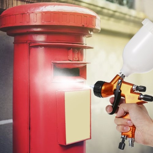 High Volume Low Pressure  Gravity Feed Sprayer 1.3mm Nozzle Highly Atomized Paint Spray Tool Mini Air Paint Sprayer with 600ml Cup for Car Furniture Body Repair Painting Orange 
