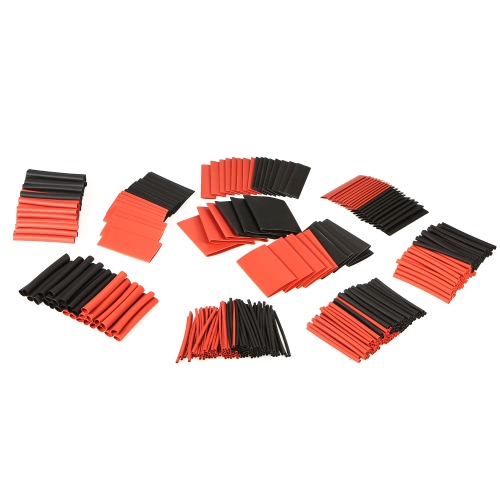 428pcs Black Red Shrinkable Tube Polyolefin Halogen-Free Heat Shrink Tubing Electrical Equipment Tube Sleeving Wrap Wire Cable Sleeve Kit Shrink Ratio 2:1 φ1.5-φ30mm