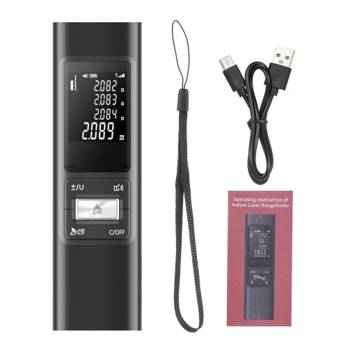 S60 Laser Distance Meter 60M Handheld Rangefinder ±2mm High Precision Digital Mini Distance Measuring Meter Indoor Rechargeable Electronic Space Measurement Device for Length Area Volume with Aluminium alloy Shell, 0.1s Measuring Speed 