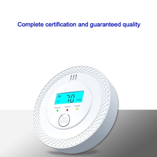 Carbon Monoxide Detector Battery-Operated Digital CO Alarm with Backlit LCD Display and LED Indicators for Home Kitchen Bathroom Warehouse 