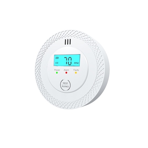 Kohlenmonoxidmelder, batteriebetriebener digitaler CO-Alarm mit hintergrundbeleuchtetem LCD-Display und LED-Anzeigen für Zuhause, Küche, Bad, Lager