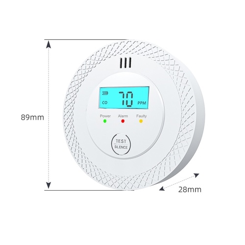 Carbon Monoxide Detector Battery-Operated Digital CO Alarm with Backlit LCD Display and LED Indicators for Home Kitchen Bathroom Warehouse 