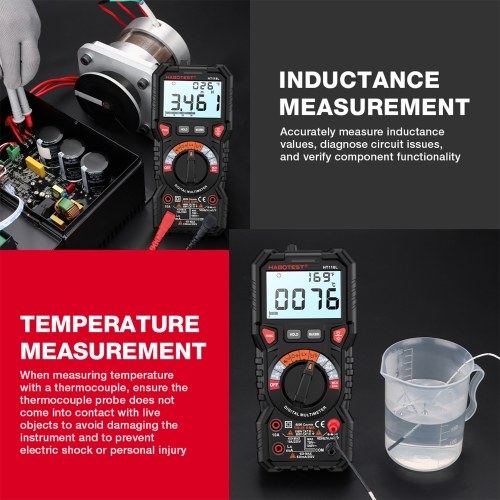 HABOTEST HT118L Digital Multimeter 6000 Counts True RMS AC/DC Current NCV Live Wire Detection Transistor Tester Voltmeter Capacitance Meter 