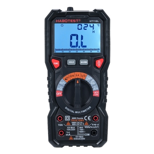 HABOTEST HT118L Digital Multimeter 6000 Counts True RMS AC/DC Current NCV Live Wire Detection Transistor Tester Voltmeter Capacitance Meter 