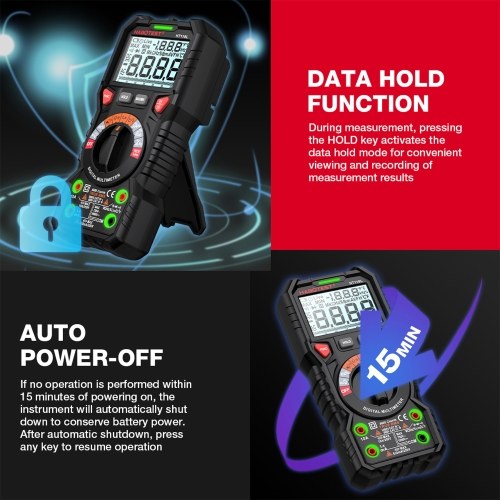 HABOTEST HT118L Digital Multimeter 6000 Counts True RMS AC/DC Current NCV Live Wire Detection Transistor Tester Voltmeter Capacitance Meter 