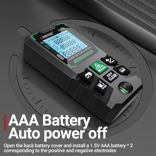 ANENG G120 Smart High-Precision Laser Rangefinder Green Laser Distance Meter 30 Set of Data Storage Autonomous Calibration Multi-function Tool 