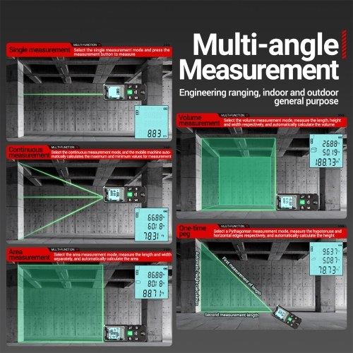 ANENG G120 Smart High-Precision Laser Rangefinder Green Laser Distance Meter 30 Set of Data Storage Autonomous Calibration Multi-function Tool 
