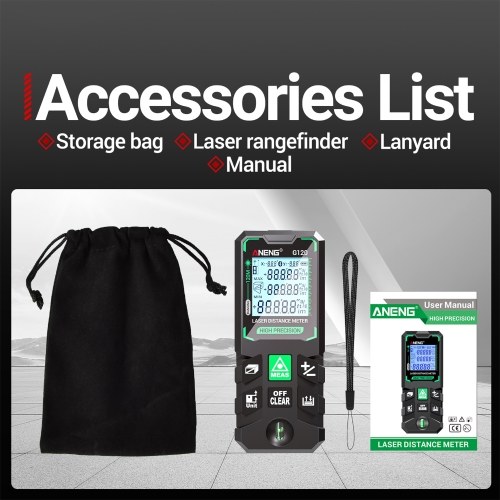 ANENG G120 Smart High-Precision Laser Rangefinder Green Laser Distance Meter 30 Set of Data Storage Autonomous Calibration Multi-function Tool 
