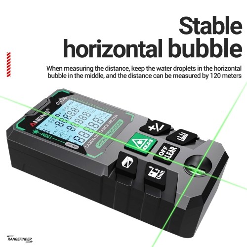 ANENG G120 Smart High-Precision Laser Rangefinder Green Laser Distance Meter 30 Set of Data Storage Autonomous Calibration Multi-function Tool 