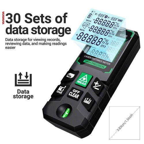 ANENG G120 Smart High-Precision Laser Rangefinder Green Laser Distance Meter 30 Set of Data Storage Autonomous Calibration Multi-function Tool 