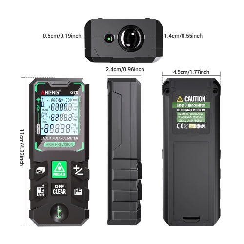 ANENG G70 Smart High-Precision Laser Rangefinder Green Laser Distance Meter 30 Set of Data Storage Autonomous Calibration Multi-function Tool 