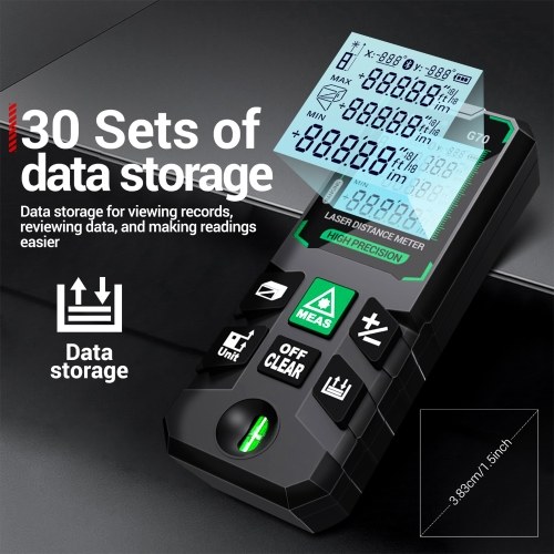 ANENG G70 Smart High-Precision Laser Rangefinder Green Laser Distance Meter 30 Set of Data Storage Autonomous Calibration Multi-function Tool 