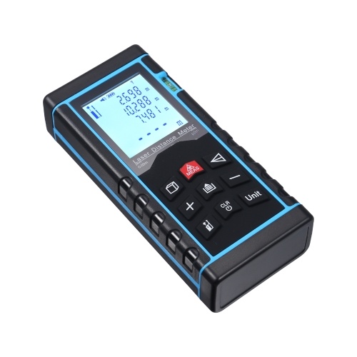 Medidor de Distância a Laser Nível de Bolha Medida a Laser Pitágoras, Distância, Área, Medição de Volume Medida Máx/Min 20 Memórias Ecrã LCD retroiluminado