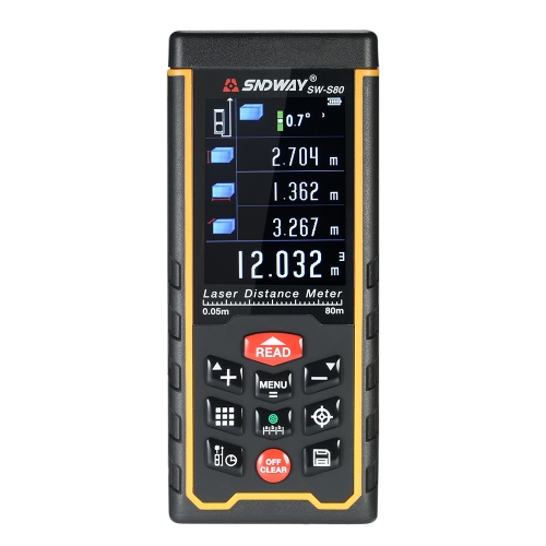 

80m Mini Handheld LCD Digital Laser Distance Meter USB Range Finder Distance Area Volume Measurement 100 Groups Data Storage