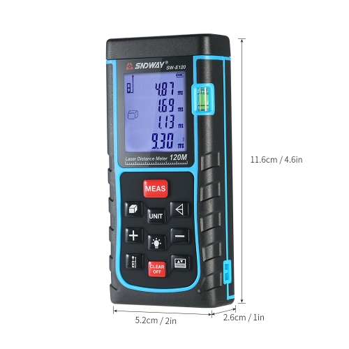

Mini Handheld LCD Digital Laser Distance Meter Range Finder Distance Area Volume Measurement 100 Groups Data Storage