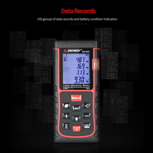 

Mini Handheld LCD Digital Laser Distance Meter Range Finder Distance Area Volume Measurement 100 Groups Data Storage