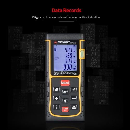 

Mini Handheld LCD Digital Laser Distance Meter Range Finder Distance Area Volume Measurement 100 Groups Data Storage