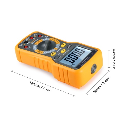 

Multi-functional Digital Multimeter DMM LCD with Backlight 6000 Counts Display True RMS AC/DC Voltage Current Meter Resistance Capacitance Frequency Tester