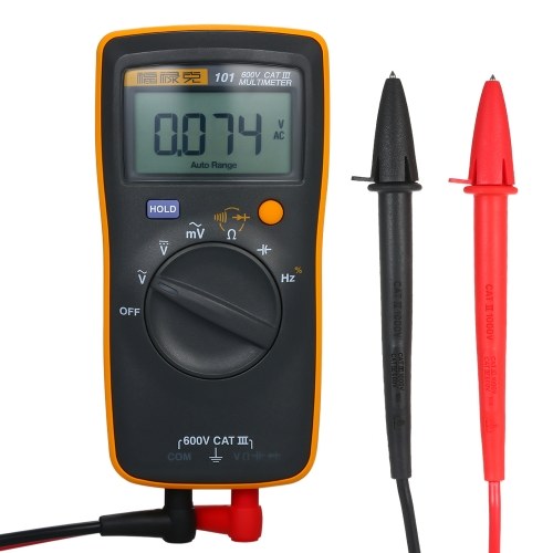 FLUKE F101 Mini Palm-sized Multimeter Portable Digital Multimeter Handheld Voltmeter 600V 6000 Counts Voltage Meter Universal Meter Measuring AC/DC Voltage Resistance Capacitance Frequency Diode Continuity Duty Cycle