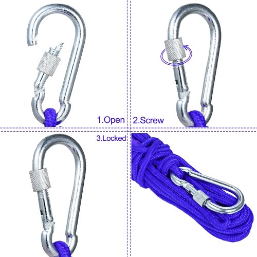 

10m Multi-function Nylon Rope & Carabiner Diameter 6mm Safe and Durable High Strength Safety Rope Outdoor Activities Tools