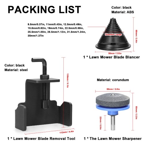 Lawn Mower Blade Removal Tool Set Lawn Mower Blade Sharpener and Balancer Lawn Mower Blade Holder Lawn Mower Blade Replacement Accessory 