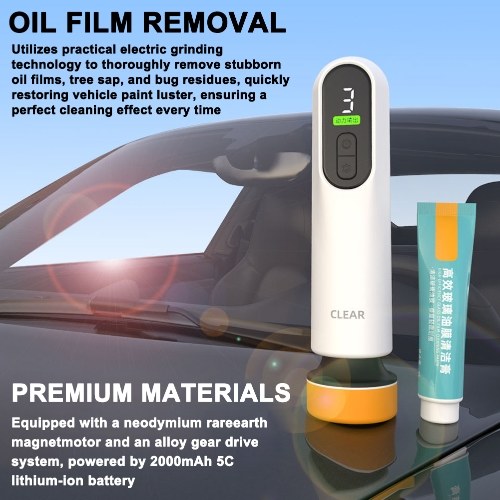 Wireless Auto Windshield Oil Film Removal Electric Car Window Glass Cleaning Machine for Bug Residues Car Paint Glue Cleaning Glass Scratches Repairing 