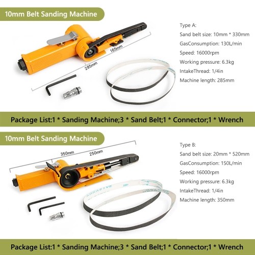 Multifunctional Pneumatic Sanding Machine Grinding Machine Belt Grinder Derusting Deburring Polishing Machine Belt Sander  (Type B)  20mm * 520mm 