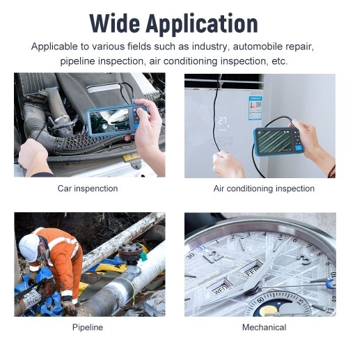 

4.5inch HD Color Screen Digital Endoscope 8mm Dual Lens IP67 Waterproof Camera Brightness Adjustable Video Recorder Support 8 languages Borescope with 5m Snakelike Tube Inspection Instrument MS450
